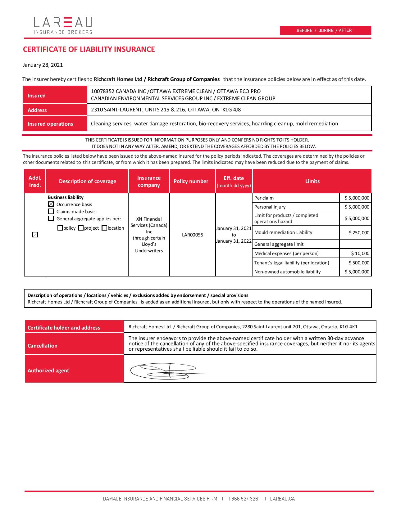 proof-of-insurance-extreme-clean-group